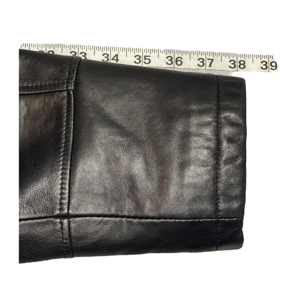 BGSD Mens Black Leather Long Sleeve Button Front Collared Jacket Blazer Large - Picture 8 of 10